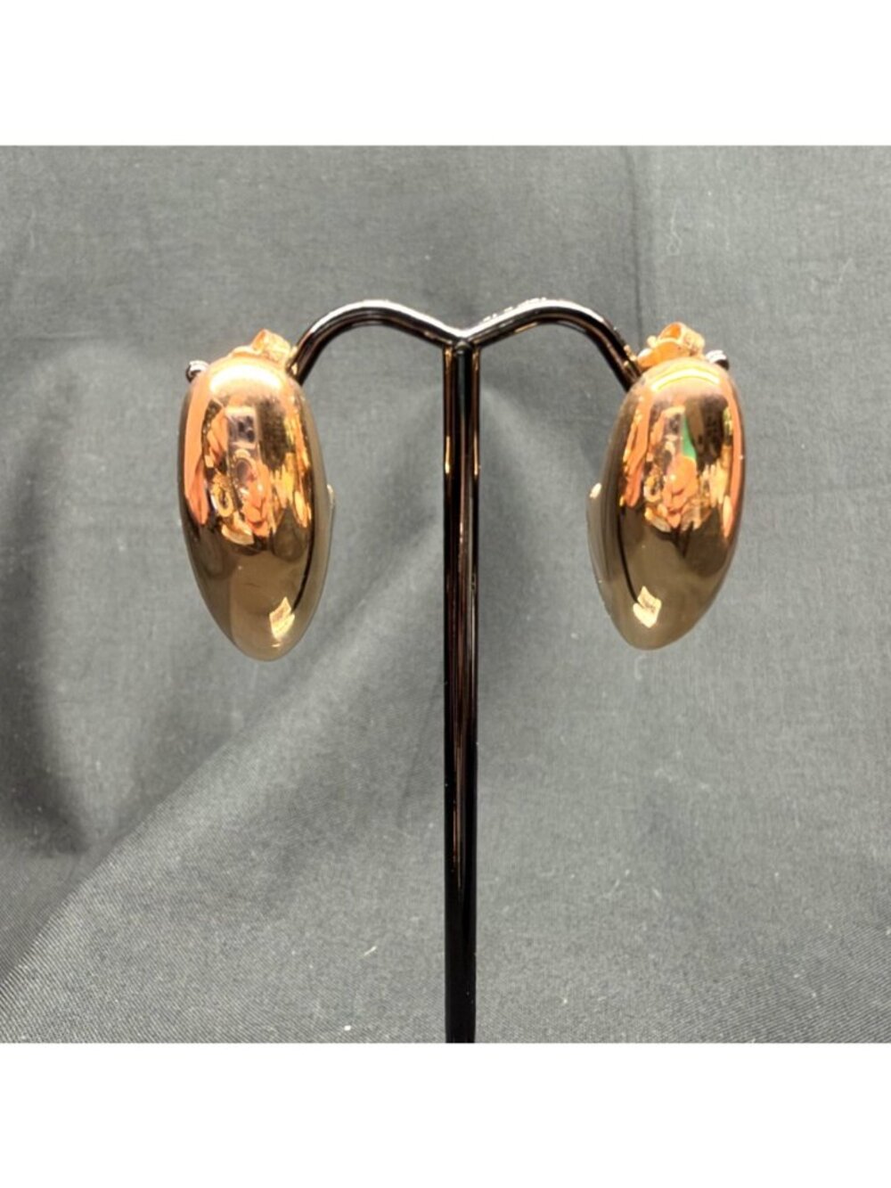 Bronze Milor Italy Polished Gold Tone Elongated Teardrop Stud Earrings 1"